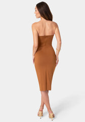 Strapless Cutout Slim Midi Dress