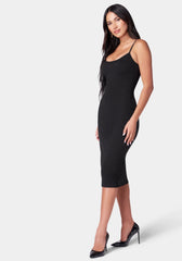 Rib Spaghetti Strap Midi Dress