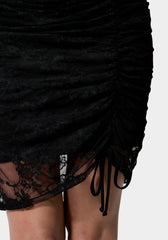 Lace Midi Dress with Side Shirring