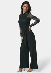 Lace Bodice Straight Leg Jumpsuit