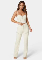 Natural Waist Zipper Detail Mini Bootcut Pant