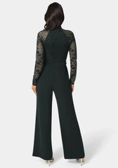 Lace Bodice Straight Leg Jumpsuit