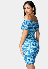 Mesh Off Shoulder Mini Dress
