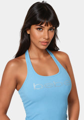 Bebe Logo Halter Neck Rib Tank