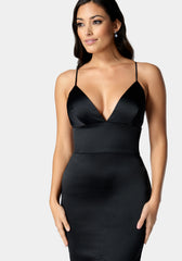 Satin Hi Slit Midi Dress