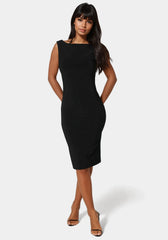 High Neck Open Back Midi Dress