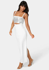 Embellished Strapless Column Maxi Dress