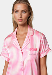 Notch Collar Silky Satin Sets