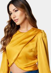 Round Neck Surplice Front Blouse