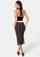 Carwash Fringe Knit Halter Dress