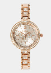 Rose Dial Crystal Bezel Watch