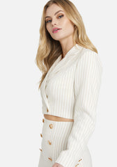 Stripe Twill Double Breasted Short Jacket