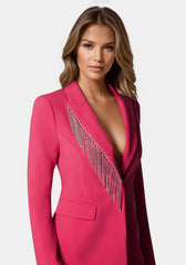 Rhinestone Fringe Tailored Blazer