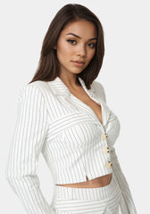 Tailored Cropped Pinstripe Blazer