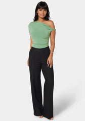 High Waist Linen Straight Leg Pant