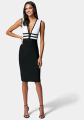Plunge Neck Bandage Dress