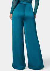 High Waist Satin Wide Leg Pant