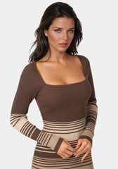Stripe Rib Sweater Midi Dress