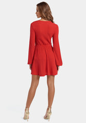 Surplice Neck Flare Knit Dress