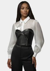 Symmetric Zipper Vegan Leather Corset