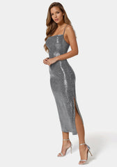 Cowl Neck Shimmer Maxi Dress