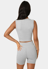 Double Layer Front Seamless Crop Tank