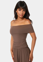 Off the Shoulder Drop Waist Maxi Dress
