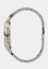 Silver Dial Crystal Bezel Watch