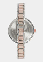 Silver Dial Crystal Bezel Watch
