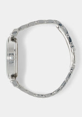 Silver Link Round Bracelet Diamond Dial Watch
