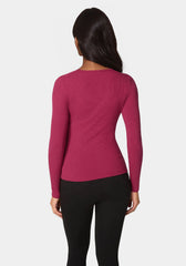 Long Sleeve Scoop Neck Bebe Logo Rib Top