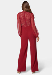 Lace Top Straight Leg Jumpsuit