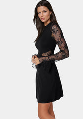 Lace Bell Sleeve Cutout Dress