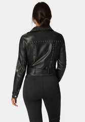 Studded Vegan Leather Moto Jacket