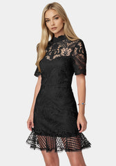 Flounce Lace Mini Dress