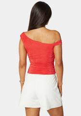 One Shoulder Ruched Knit Top