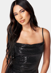 Cowl Sequin Mini Dress