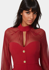 Mixed Media Long Sleeve Romper