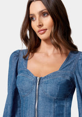 Long Sleeve Denim Bustier
