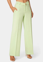 High Waist Overlap Wide Leg Pant