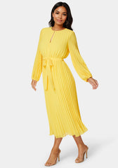 Pleated Gown With Long Sleeves