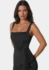 Scuba Bustier Ruffle Wrap Dress