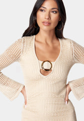 Long Sleeve Crochet Resort Dress