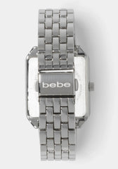 Silver Link Rectangle Bracelet Diamond Dial Watch
