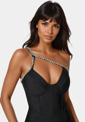 Embellished Crystal Corset Bandage Dress