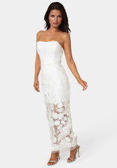 3D Floral Strapless Gown
