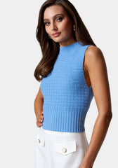 Pointelle Sleeveless Open Back Sweater Top