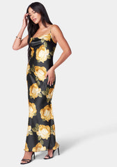 Floral Cowl Neck Maxi Dress