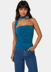 Jewel Rosette Scarf Top