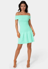 Off the Shoulder Fit and Flare Mini Dress